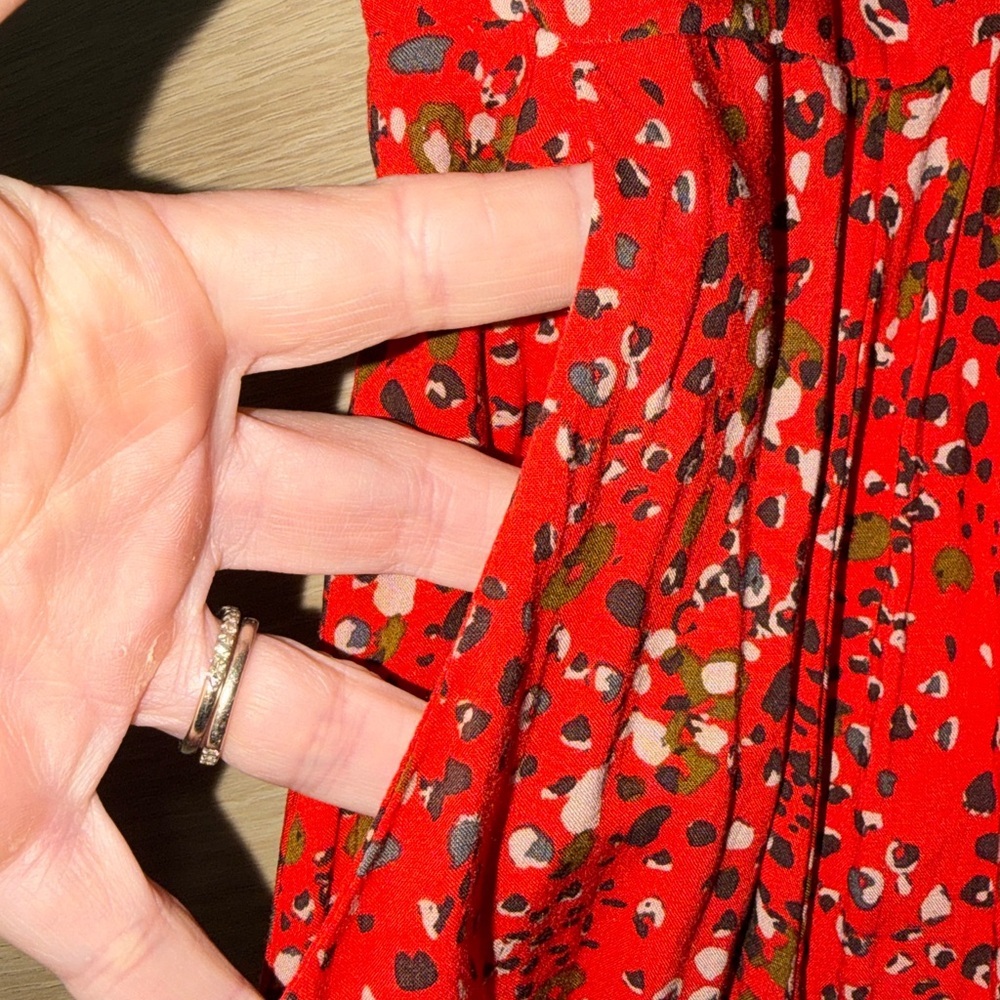 Free People red floral 40s Printed Midi Dress size 6 femme fit - Picture 4 of 9